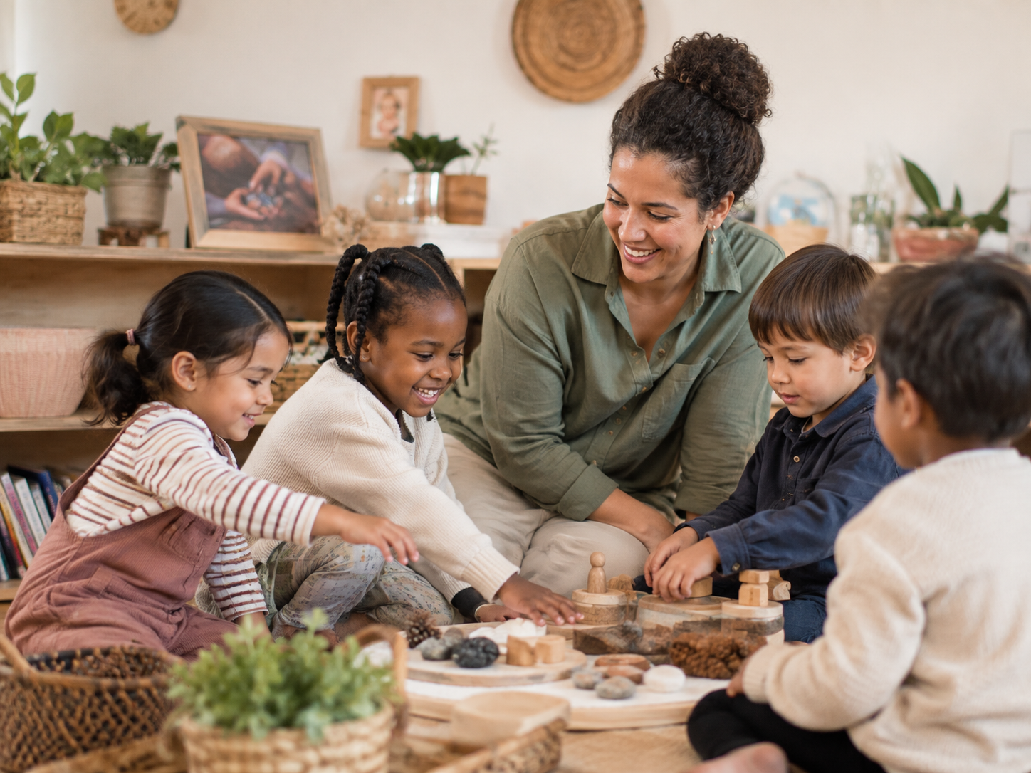 Early childhood educator and children learning together in an inclusive early learning environment